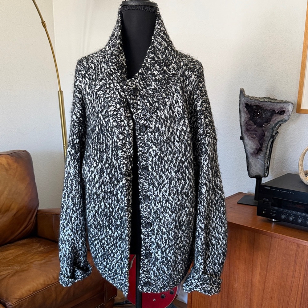 Stitches and Stripes Black and White Knit Cardigan